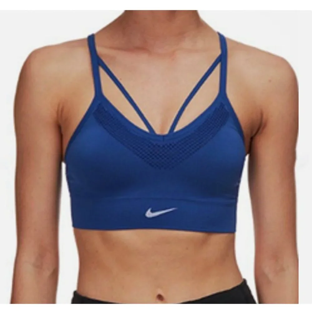 NIKE Seamless Light Support Sports Bra in Blue - Size Medium